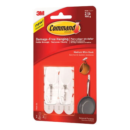 Command 3M Command Medium Plastic Wire Hooks 2.17 in. L 2 pk 17065-ES